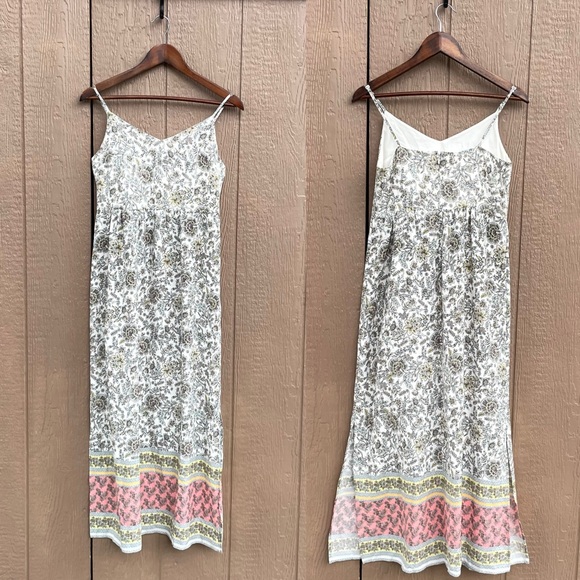 LOFT Dresses & Skirts - LOFT Womens Dress White Floral Pastel Spaghetti Strap Long Maxi Size 4P